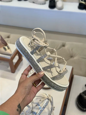 Papete Feminina Cléo Off-white Strass